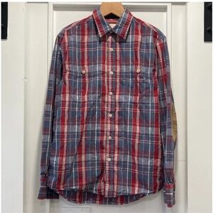 Mossimo Supply Co Men’s Blue & Red Plaid Button Down Shirt Size Medium